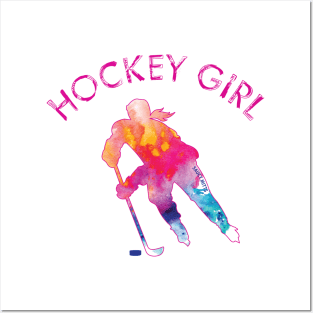 Hockey Girl Watercolor Posters and Art